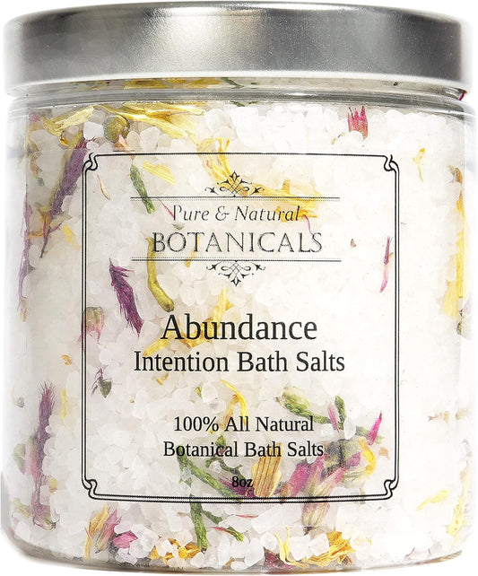 Abundance Intention Bath Salts 8 Oz | 100% All Natural | Manifestation, Prosperity & Law of Attraction Rituals | Intentions Wiccan Pagan Magick Spirituality