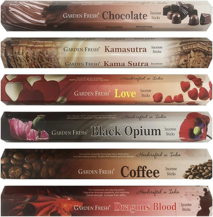 Exotic Incense Sticks Variety Pack and Incense Stick Holder Bundle with 6 Love Themed Fragrances