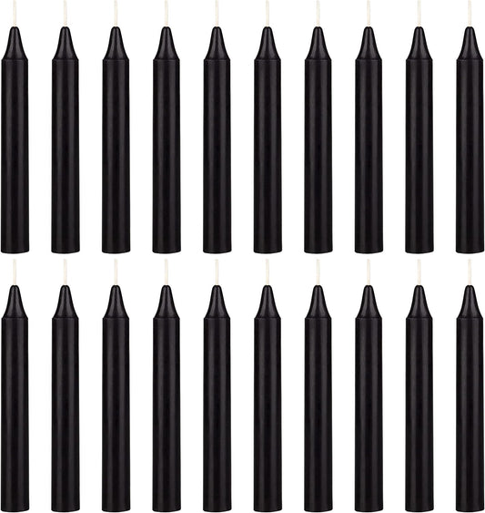 20 Pcs Unscented Black Exquisite Mini Taper Spell Candles, 4 Inch Tall X 1/2 Inch Diameter, Magic Chimes, Enchantment, Casting Rituals, Witchcraft, Wiccan, Altar, Metaphysical