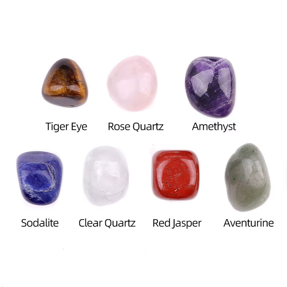Natural Healing Crystals Kit 7 Chakra Tumbled Stones Resin Pendulum Braided Rope Amethyst Orgone Pyramid Yoga Card Set with Box