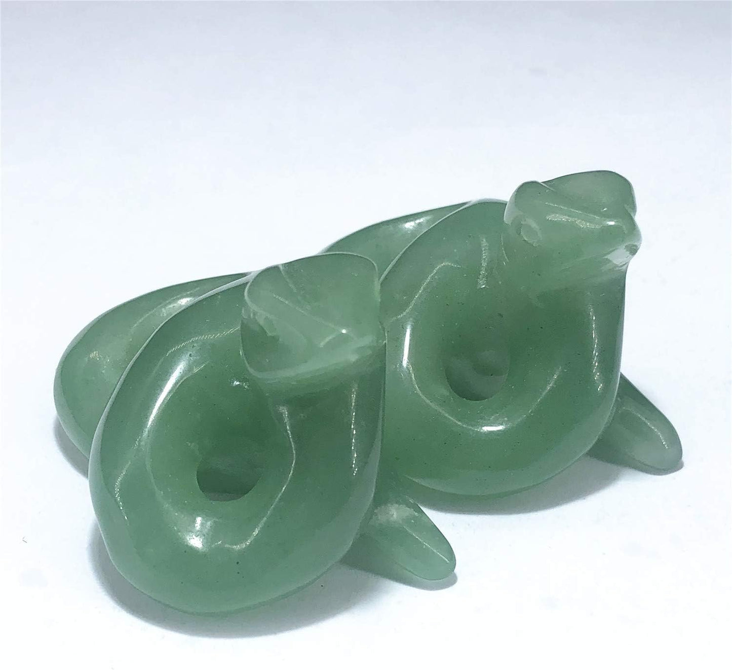 2" Natural Snake Figurine, Hand Carved Healing Crystal Animal Statue Sculpture Home Decoration Aventurine Snake AL-AS