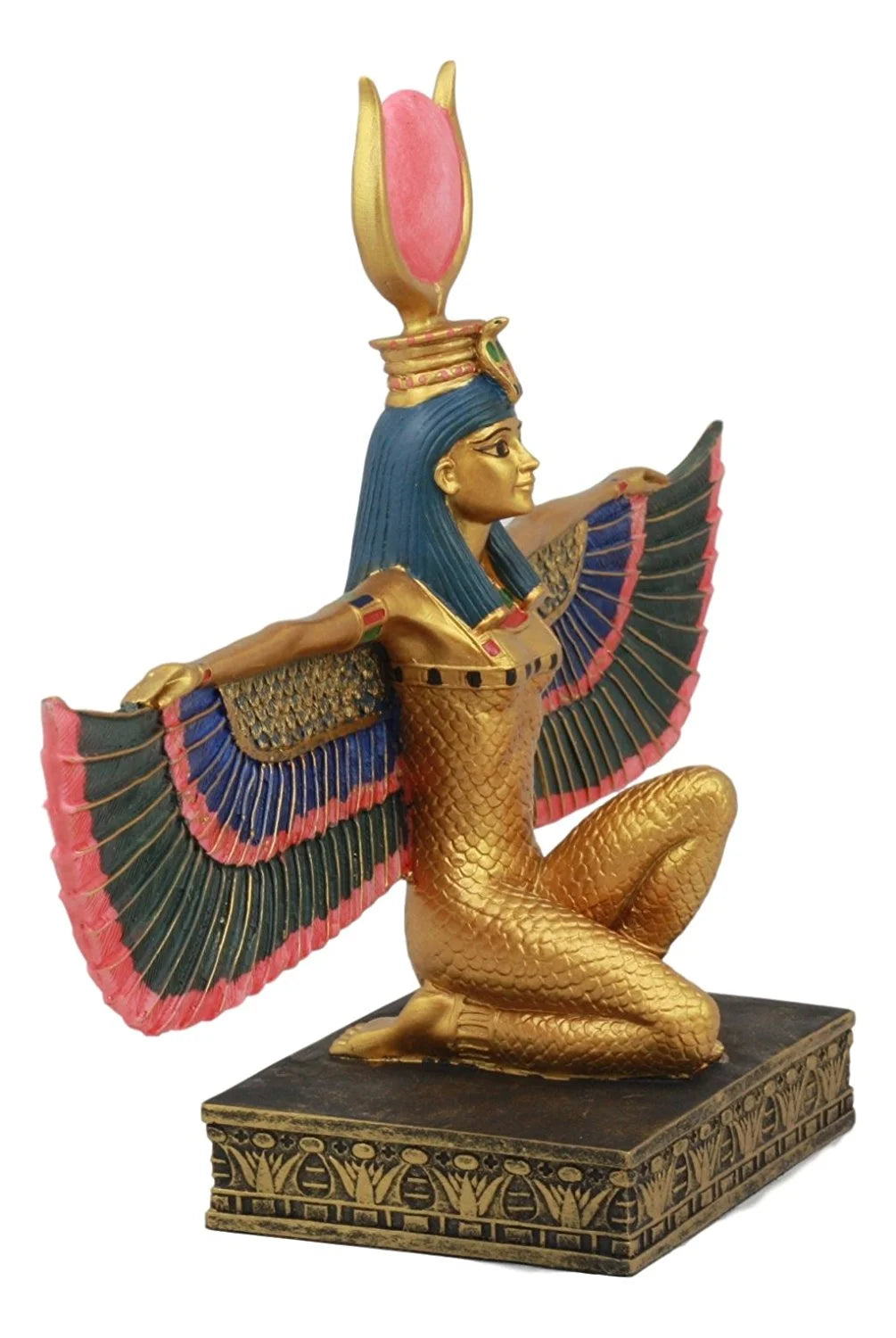Ebros Egyptian Goddess Kneeling Isis with Open Wings Statue 12.75" Long Deity of Motherhood and Home Figurine