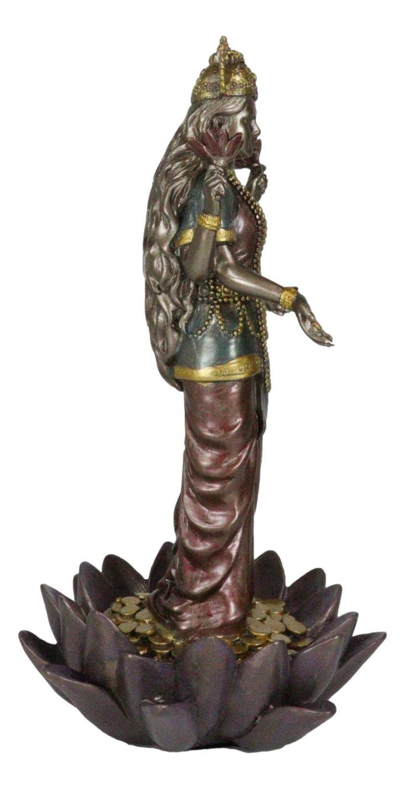 Ebros Hindu Goddess Lakshmi Standing on Lotus Blossom Statue Deity of Prosperity
