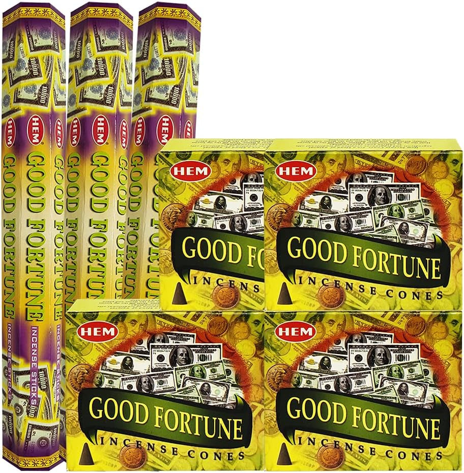 Good Fortune Incense Sticks and Cone Incense Holder Variety Pack Bundle Insence Insense Insienso