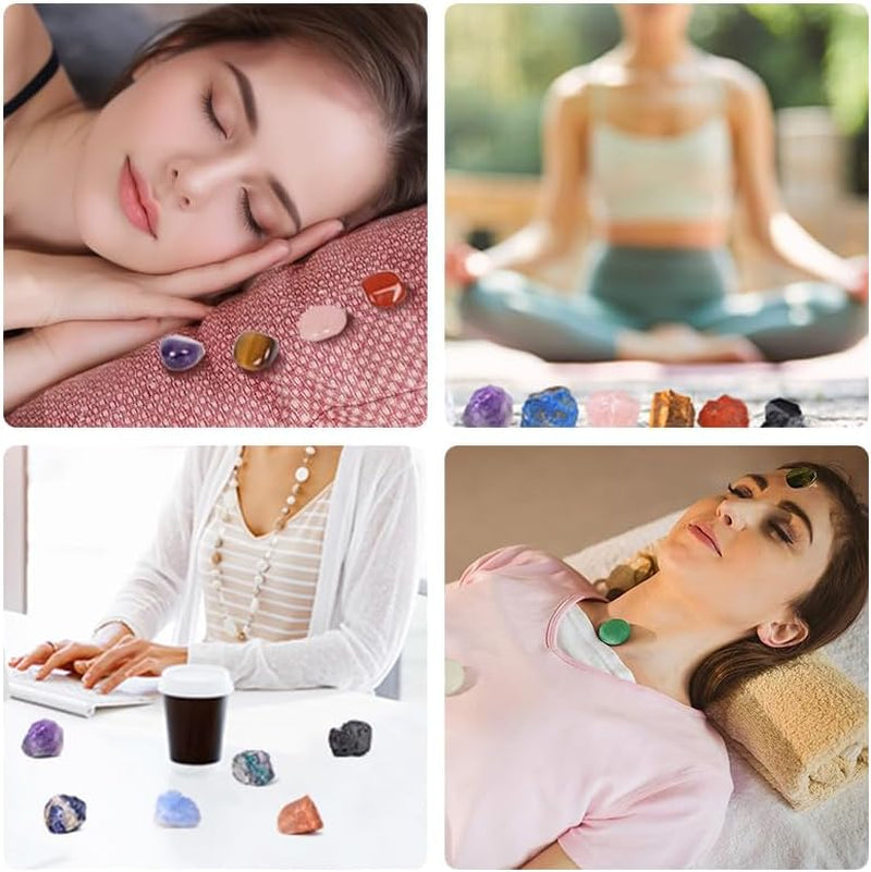 Crystals and Healing Stones Set, Chakra Crystal Kit, 28 Pcs Real Crystals for Beginners Rocks Gem Stones Energy Meditation Natural Reiki Spiritual Balancing Mindful Souls, Crystals Set Gifts for Women