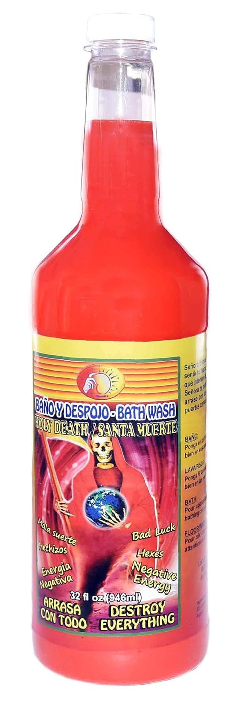 1 BOTTLE HOLY DEATH DESTROY EVERYTHING LARGE BOTTLE- ARRASA CON TODO BATH - EXITO 32 OZ - MAGICK PAGAN WICCA