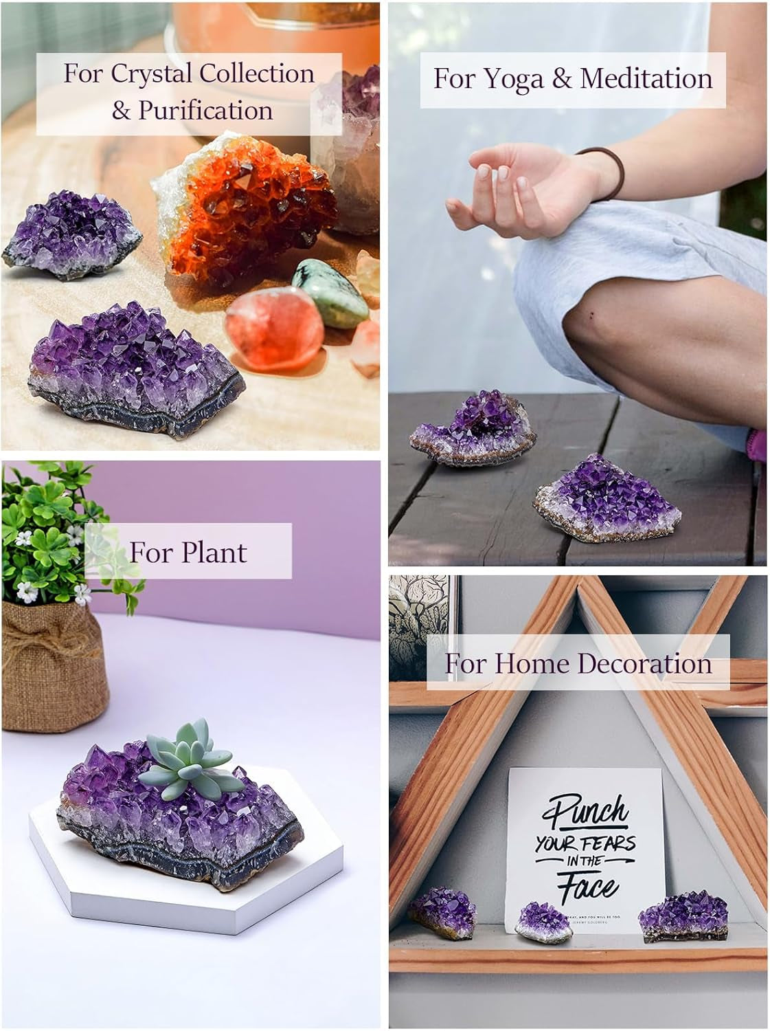 Natural Amethyst Geode Cave Healing Crystal Stones Rock Cluster Druzy Witchcraft Raw Amethyst Gemstone Specimen (0.18-0.33 Pound)