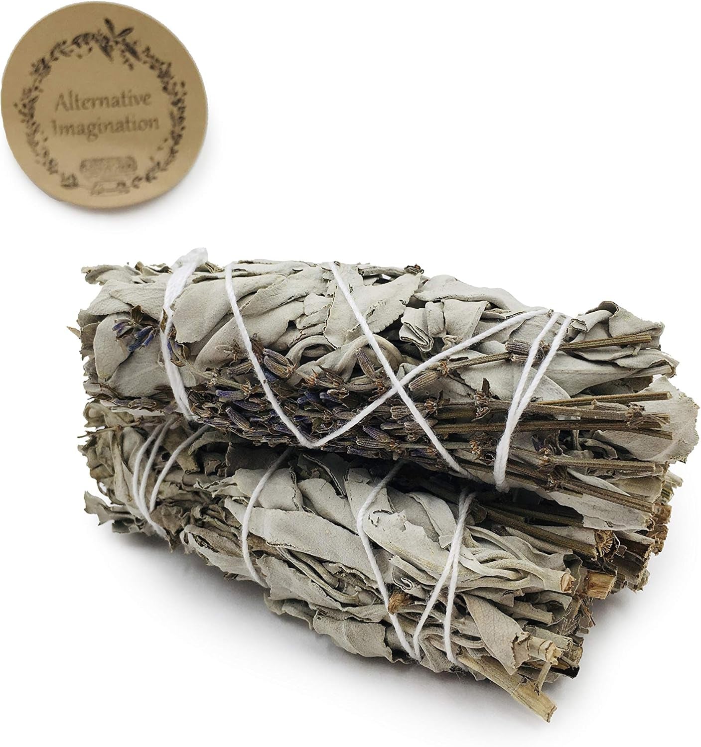 White Sage Smudge Sticks with Dried Lavender Buds - for Spiritual Cleansing, Spiritual Gifts, Witchcraft Supplies, Meditation Accessories - Pack of 3 Sage Sticks