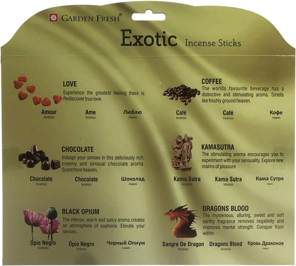 Exotic Incense Sticks Variety Pack and Incense Stick Holder Bundle with 6 Love Themed Fragrances