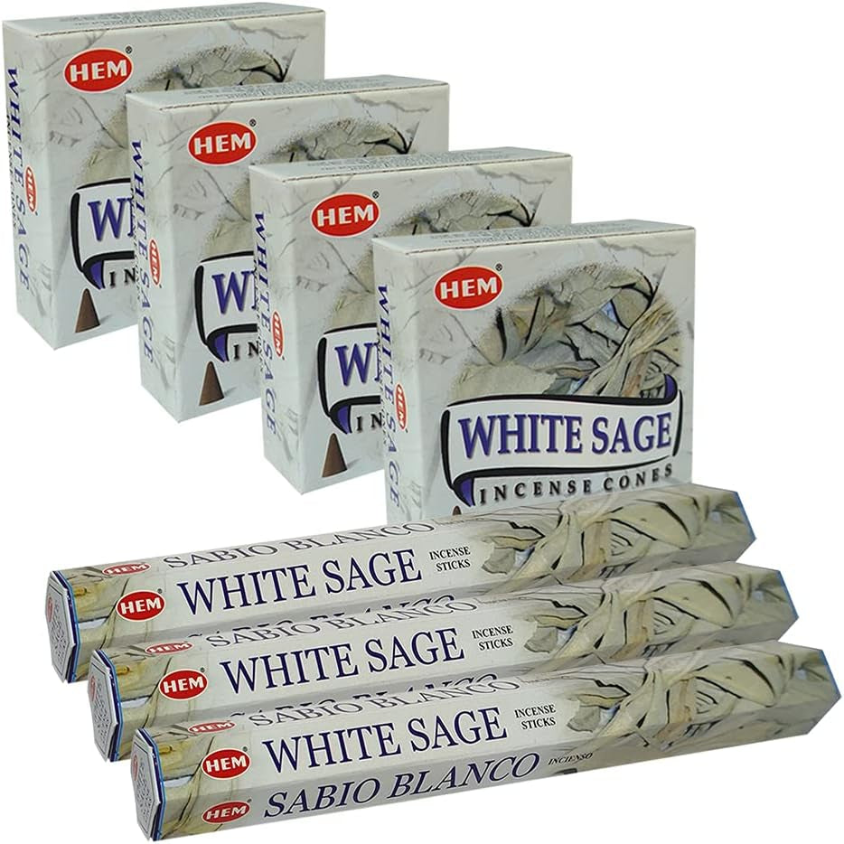 White Sage Incense Sticks and Cone Incense Holder Variety Pack Bundle Insence Insense Insienso