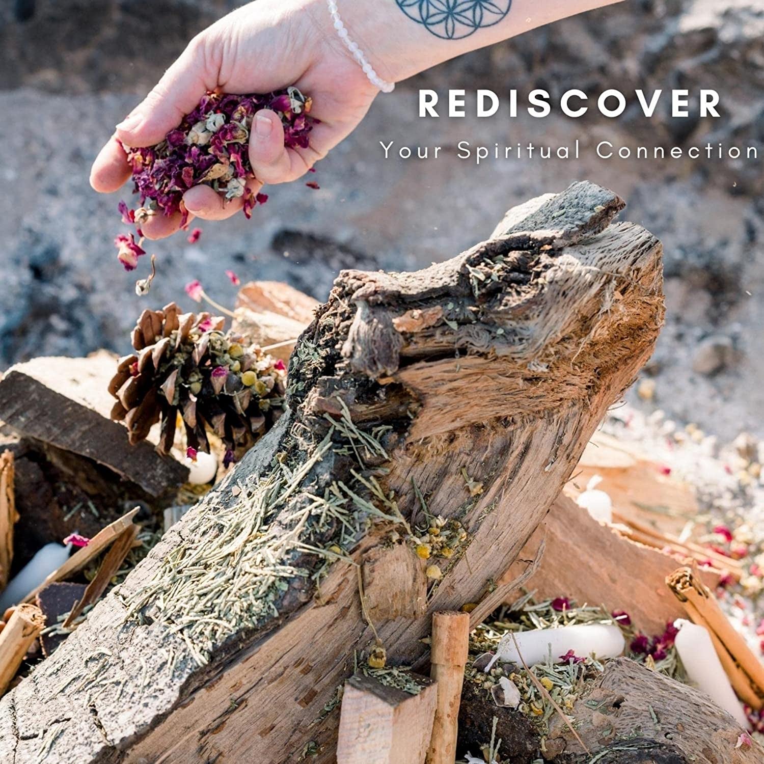 Holy Santo Organic Dried Herbs for Witchcraft Supplies Kit - 10 Witch Herbs for Spells with Crystal Spoon in Beginner Witchcraft Kit - Witchy Gifts, Wiccan Supplies and Tools