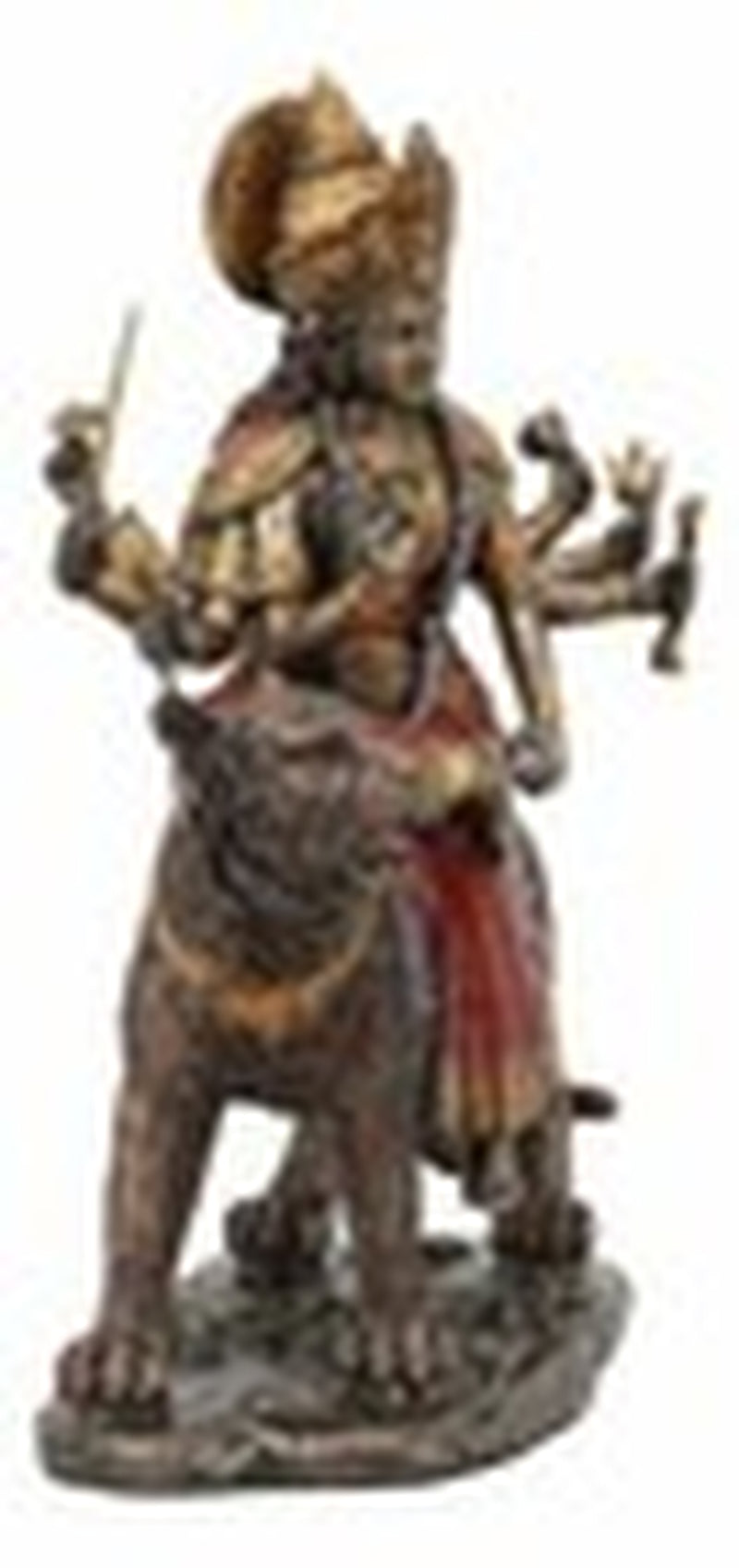 The Invincible Eight Handed Hindu Goddess Durga Sitting on Bahan Tiger Statue