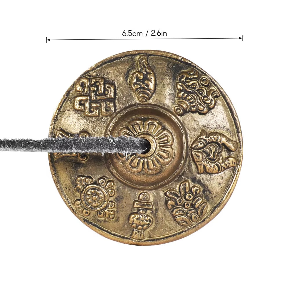2.6In/6.5Cm Handcrafted Tibetan Meditation Tingsha Cymbal Bell with Buddhist Lucky Symbols