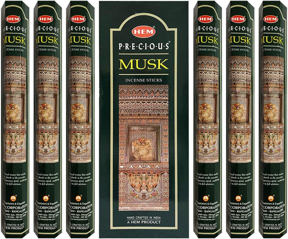 Precious Musk Incense Stick Bundle: 120 Sticks (6 Packets of 20) with  Incense Holder