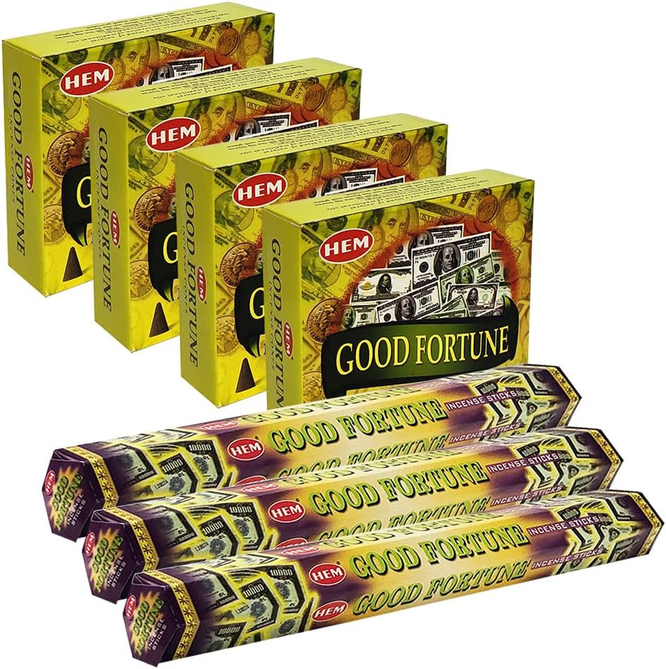 Good Fortune Incense Sticks and Cone Incense Holder Variety Pack Bundle Insence Insense Insienso