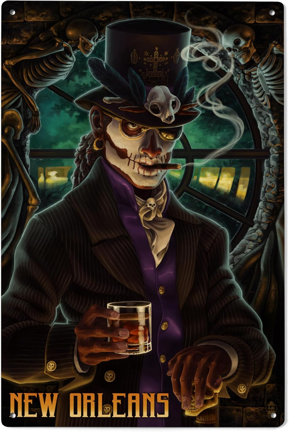 6X9 Inch Wood Sign, Ready to Hang Wall Decor, New Orleans, Louisiana, Voodoo