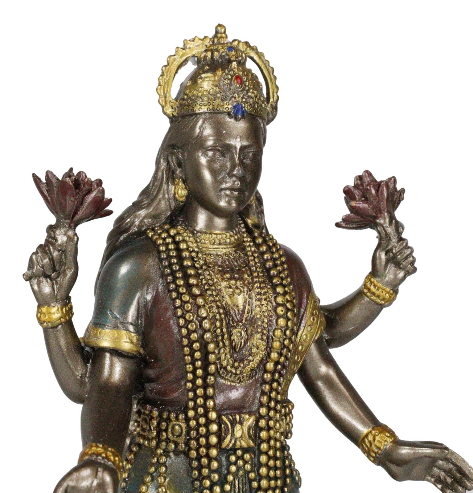 Ebros Hindu Goddess Lakshmi Standing on Lotus Blossom Statue Deity of Prosperity