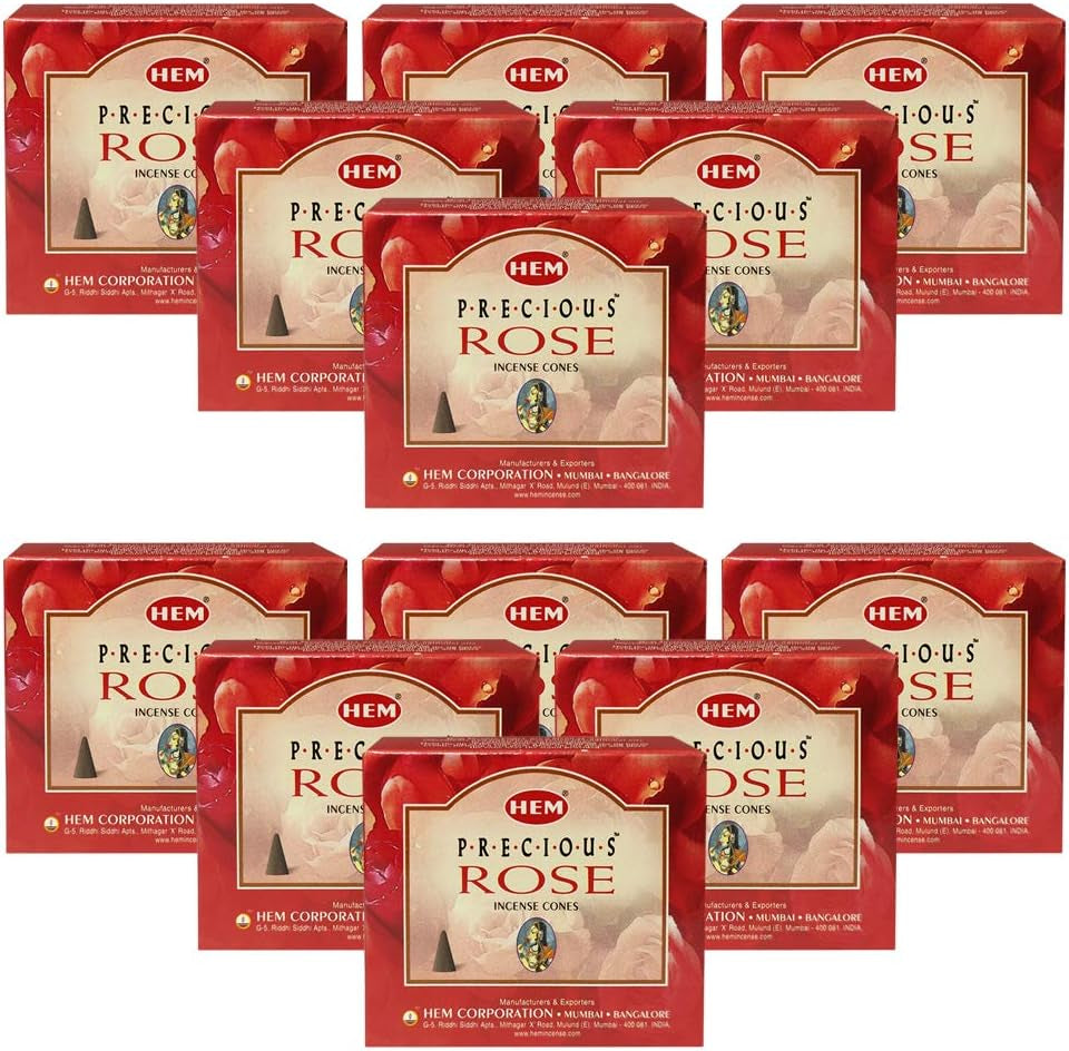 Precious Rose Incense Cones and Cone Incense Burner Bundle Insence Insense Hem Incense