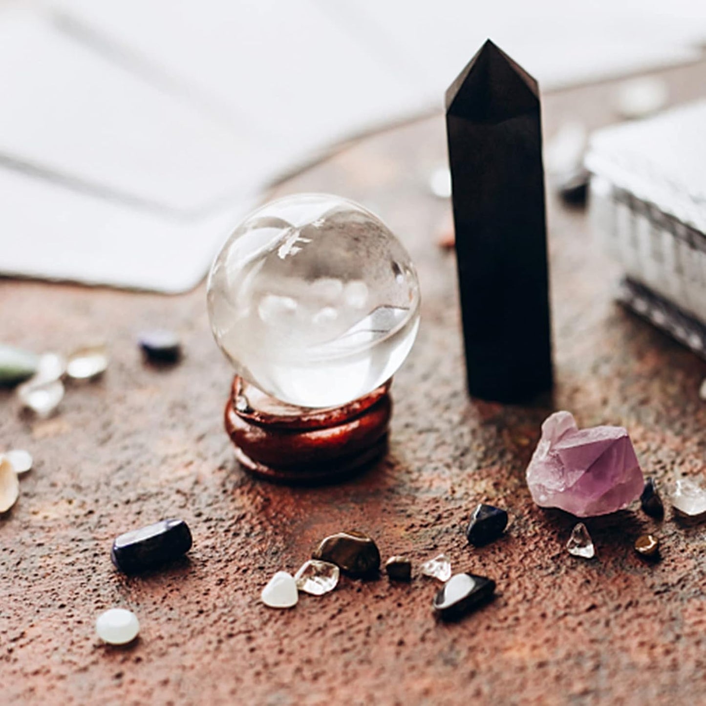 12 Pcs Crystals and Healing Stones Set, Crystals for Witchcraft in Mini Clear Bottles, Crystal Chips and Gemstones Gift for Witch Supplies Beginners