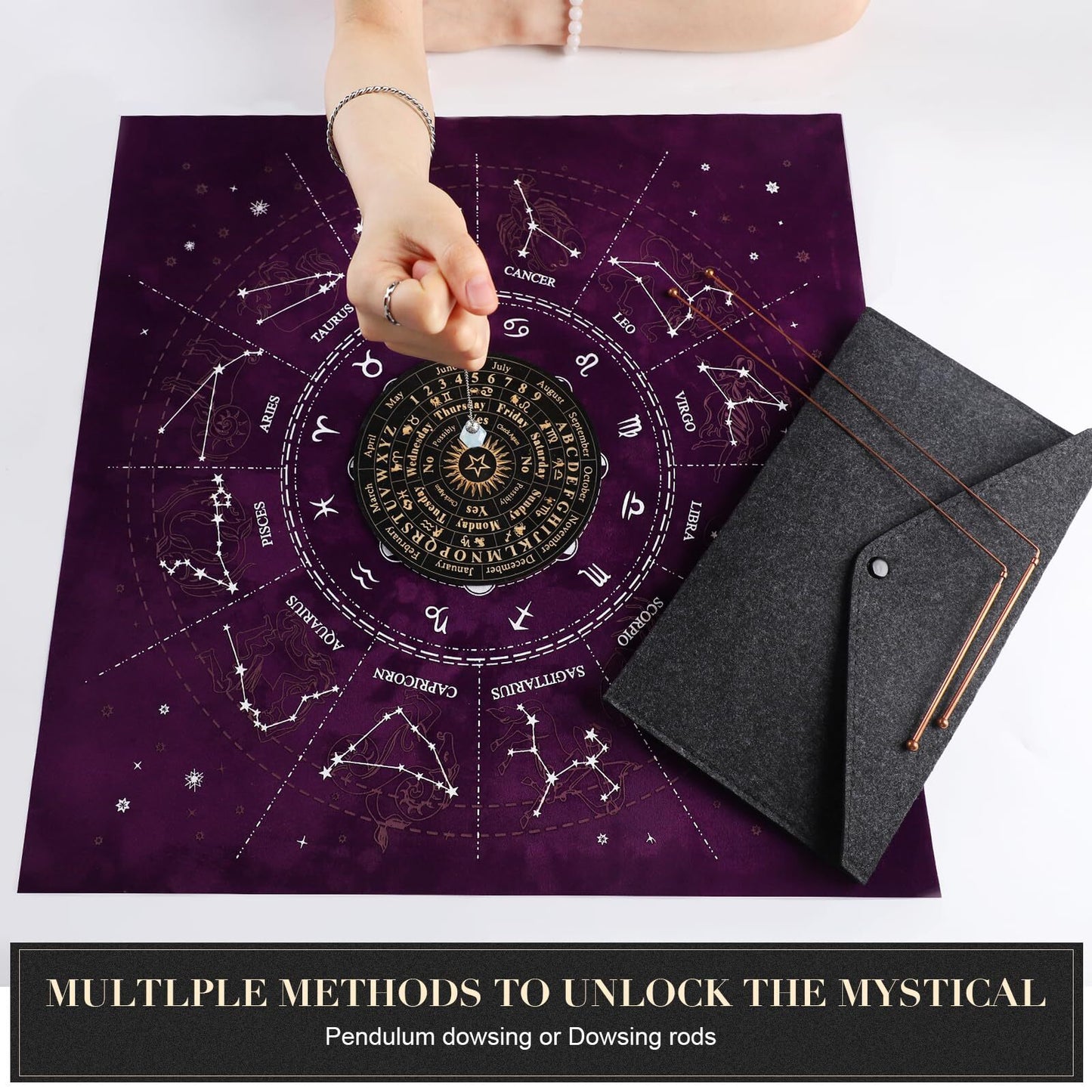 99.99% Copper Dowsing Rods - 2PCS Divining Rods+Dowsing Pendulum + Divination...