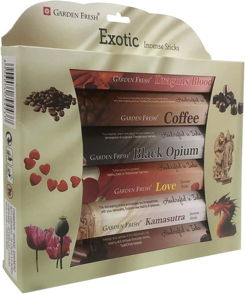 Exotic Incense Sticks Variety Pack and Incense Stick Holder Bundle with 6 Love Themed Fragrances