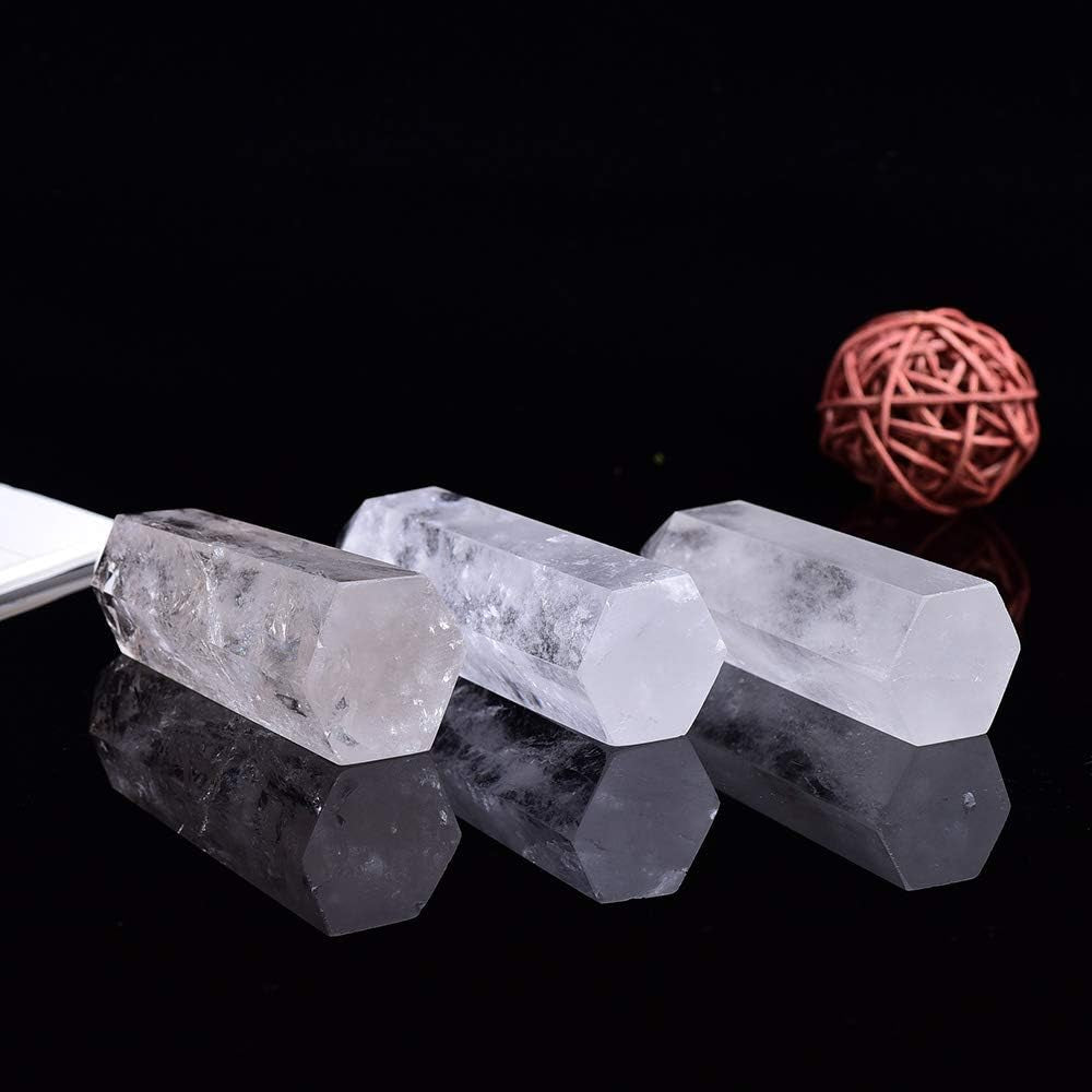 Clear Quartz Healing Crystal Wands Height 3.3"-3.5", 6 Faceted Prism Wand Reiki Chakra Stone, Natural Quartz
