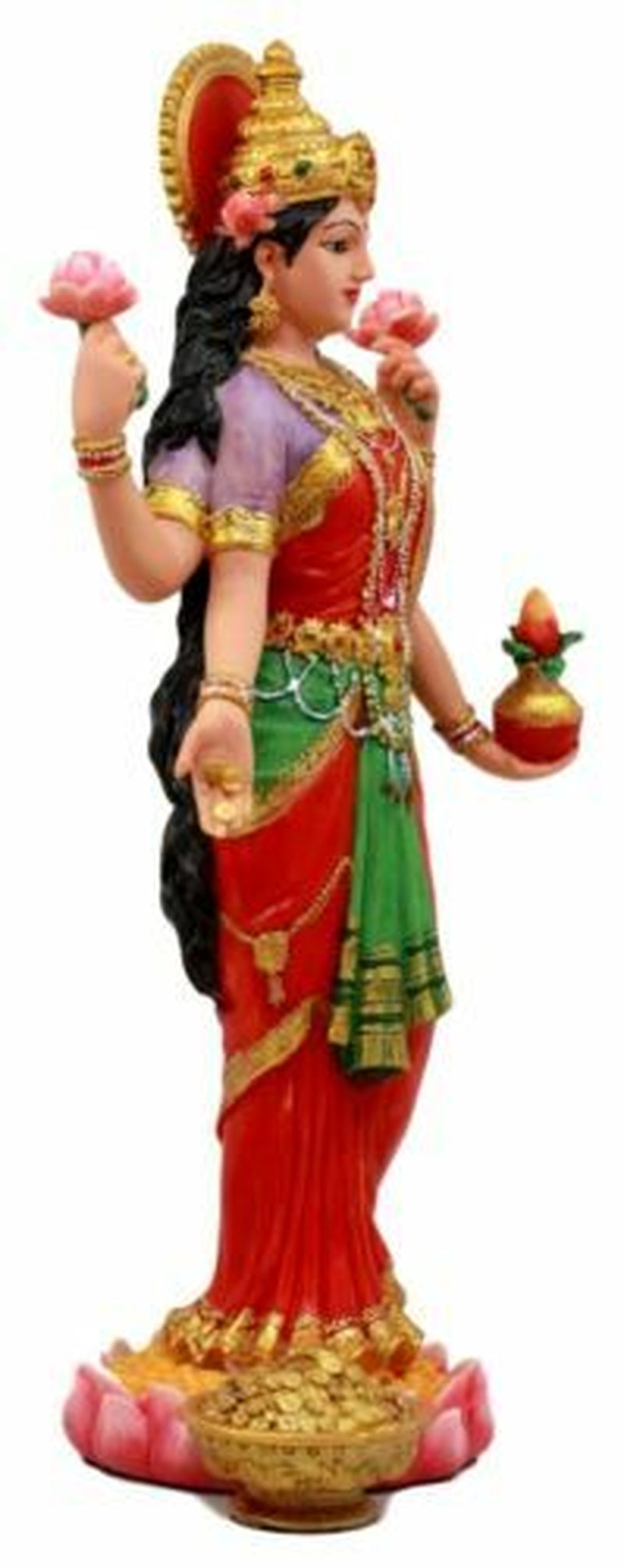 Hindu Goddess Sri Lakshmi Statue 10"H Shakti of Vishnu Goddess of Prosperity