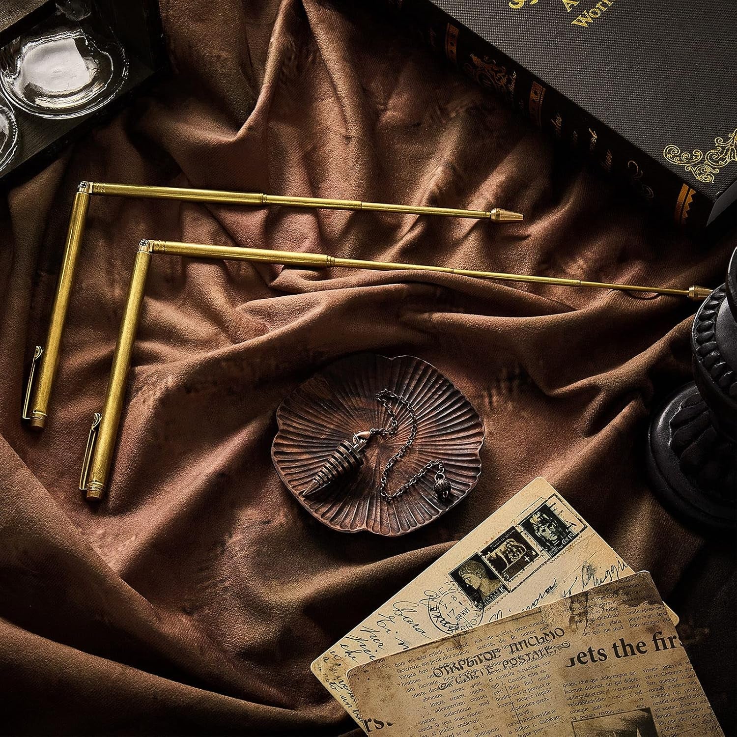 3 Pieces Divining Rods Copper and Dowsing Pendulum for Ghost Hunting, Energy Hea