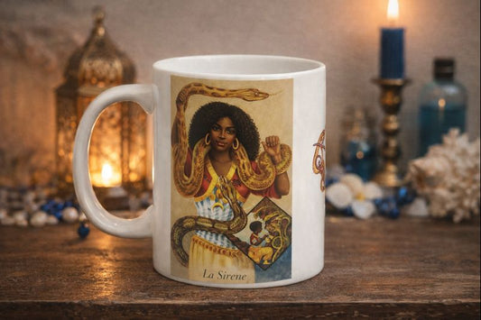 La Sirène Sacred Mug 🐍 | Mami Wata Water Spirit Coffee Cup for Protection, Power & Ancestral Connection Ceramic Mug — Esoteric Occult Coffee Cup (11oz, 15oz)