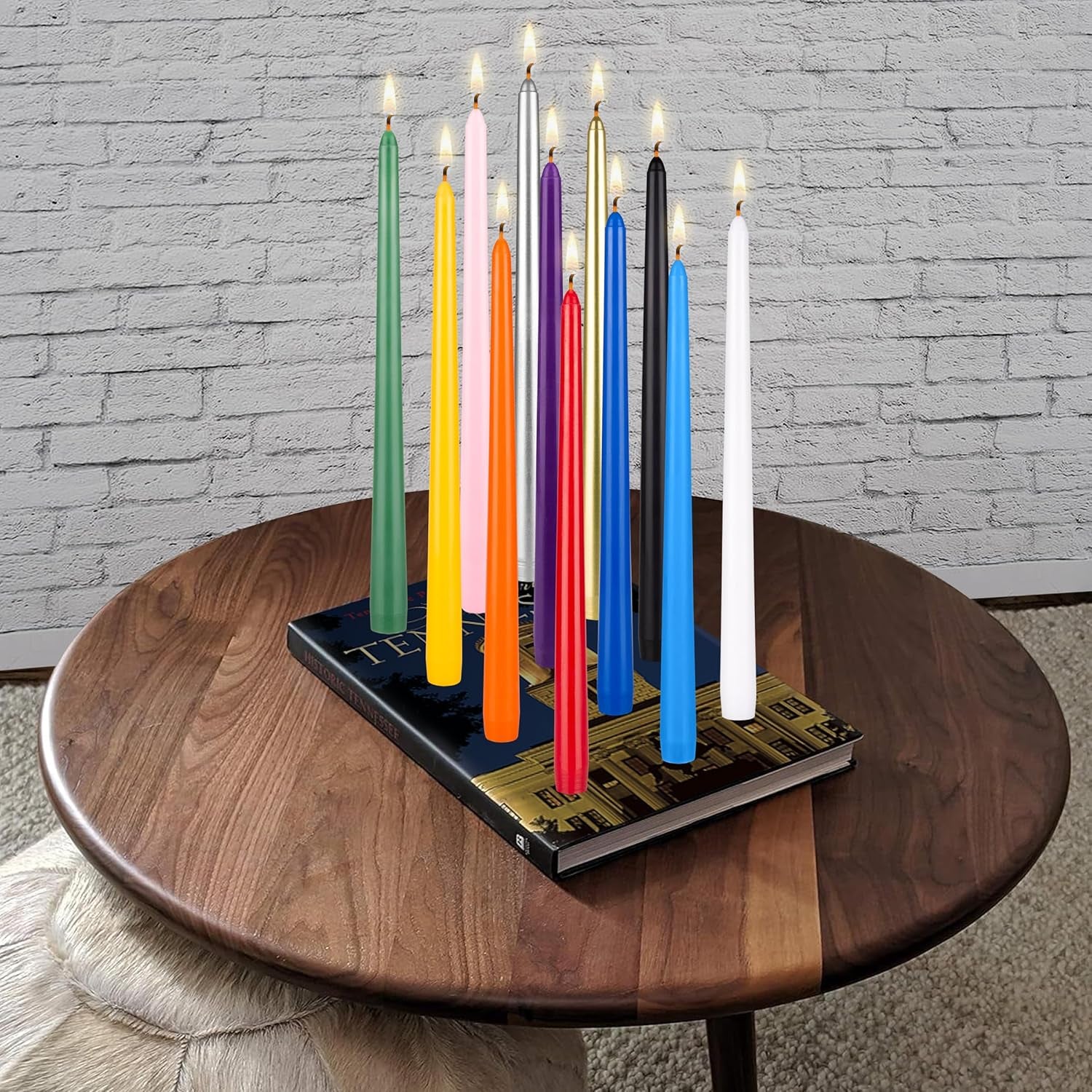 12 Pcs Unscented Supreme Assorted Colors Chime Taper Candles, Handcrafted Wax Candle 12 Inch X 7/8 Inch, Casting Chimes, Rituals, Spells, Vigils, Witchcraft, Wiccan, Meditation, Altar