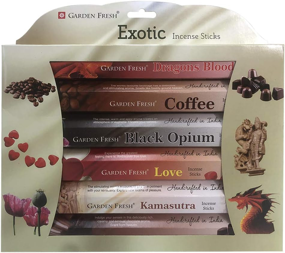 Exotic Incense Sticks Variety Pack and Incense Stick Holder Bundle with 6 Love Themed Fragrances