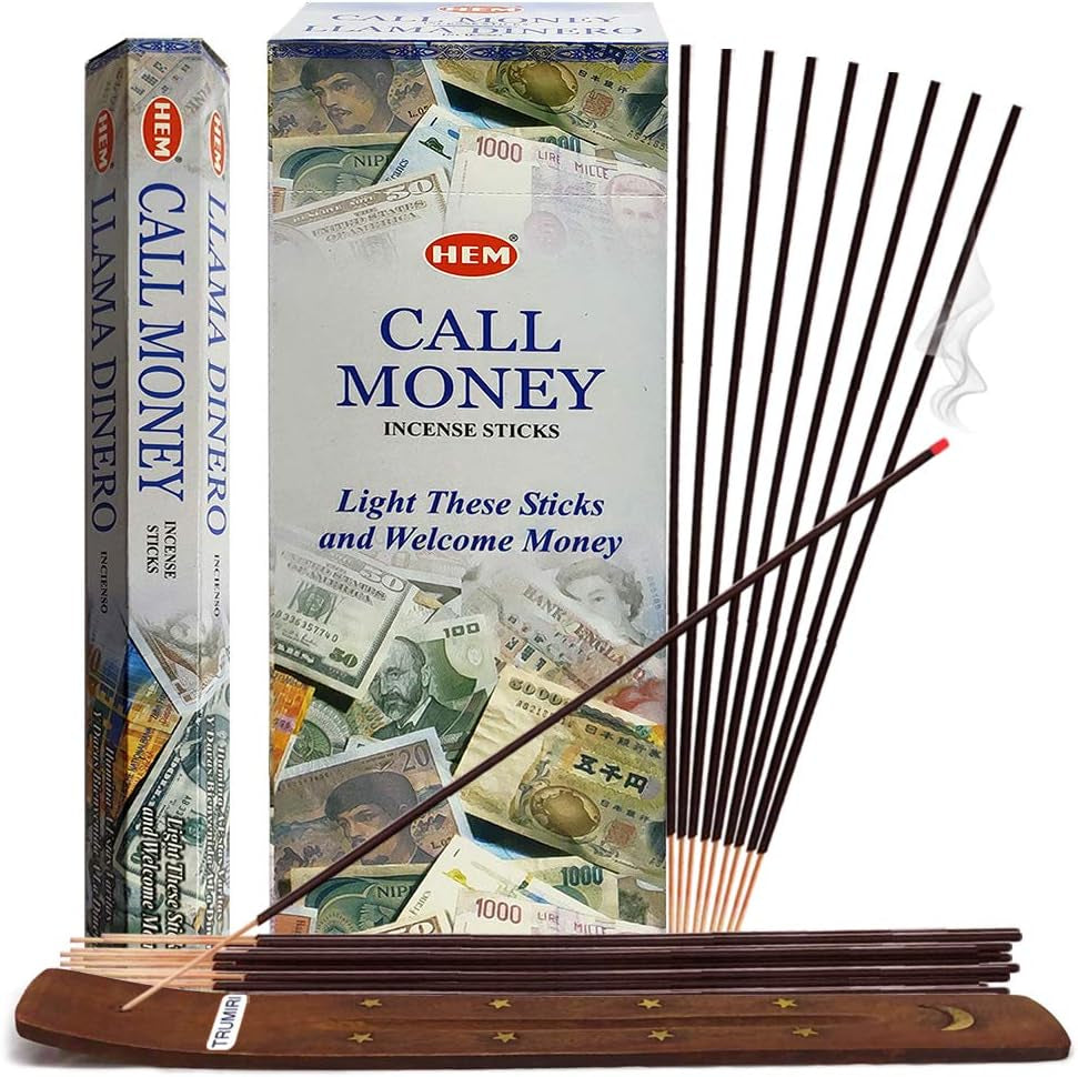 Call Money Incense Sticks and Incense Stick Holder Bundle Insence Insense Hem Incense Sticks