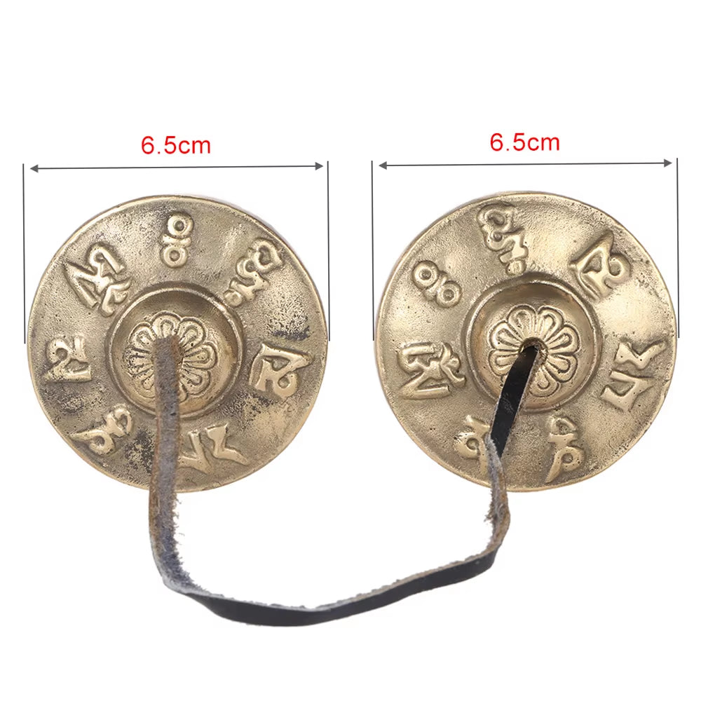 2.6In/6.5Cm Handcrafted Tibetan Meditation Tingsha Cymbal Bell with Buddhist Lucky Symbols