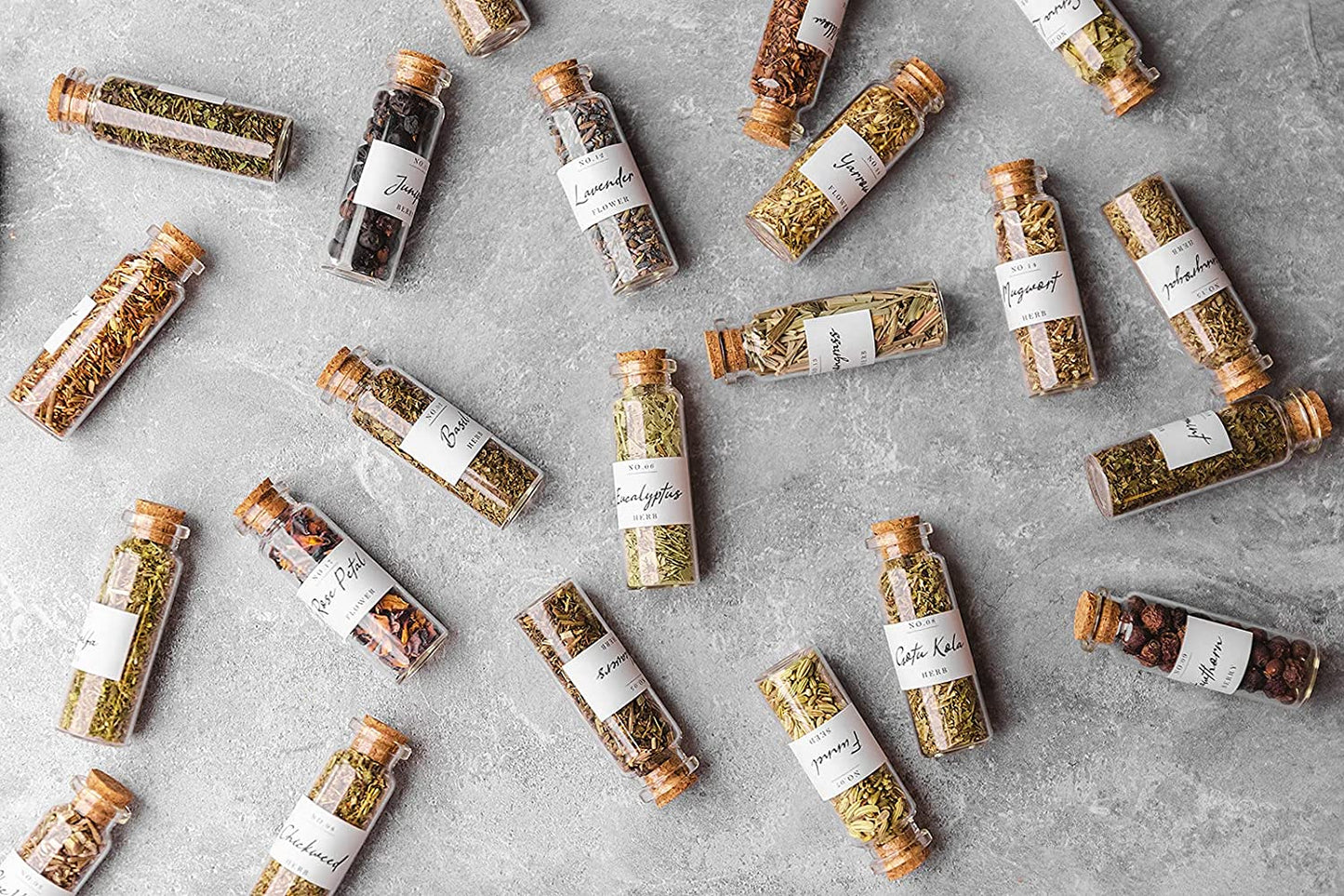 Spell Herbs for Witchcraft - 24 Bottles of Magical Herbal Supplies for Pagan, Wiccan, Witch Spells & Ritual (15ML Paper Box)