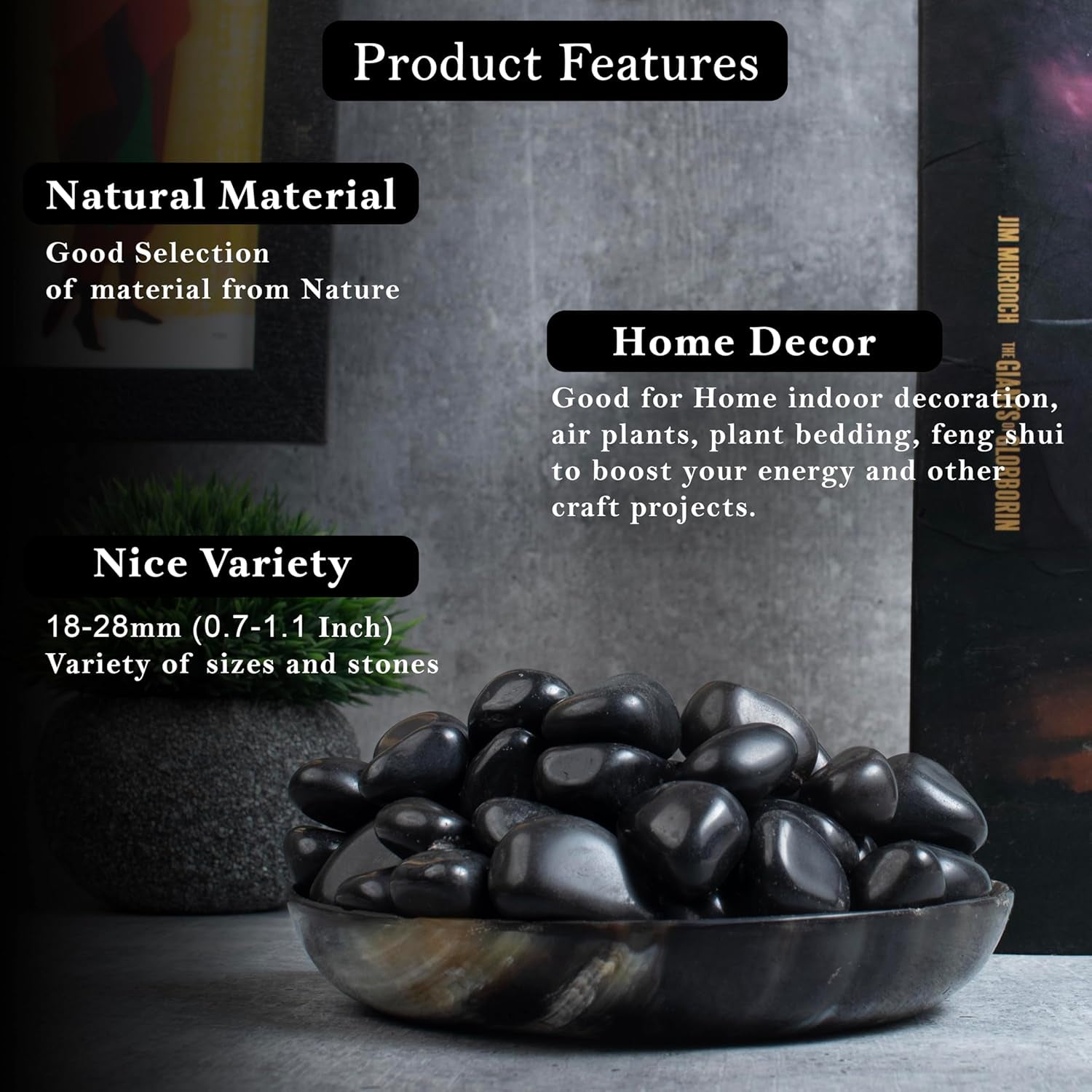 1Lb Black Tourmaline Tumbled | Polished Crystals Healing | Natural Stones | Feng Shui | Chakra Balancing | Good Luck | Reiki Gift | Home Decor