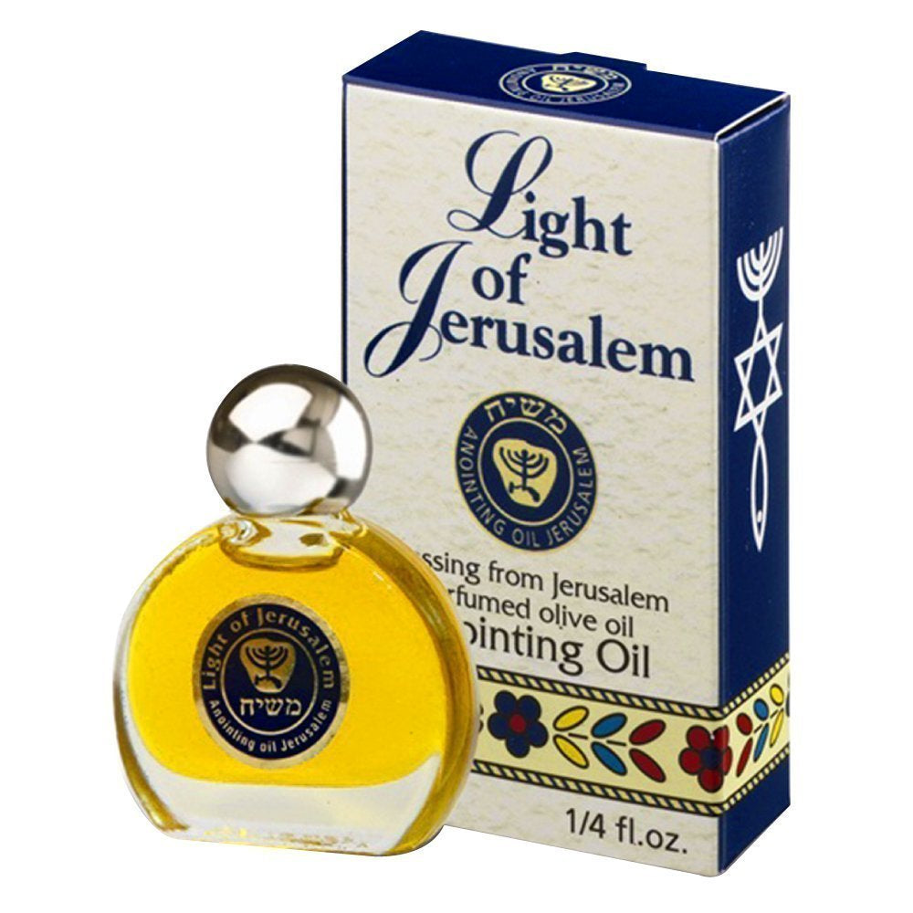 Light of Jerusalem Anointing Oil for Prayer 0.25 Fl.Oz. Frankincense Myrrh Cinnamon, Cassia, and Flower Extracts