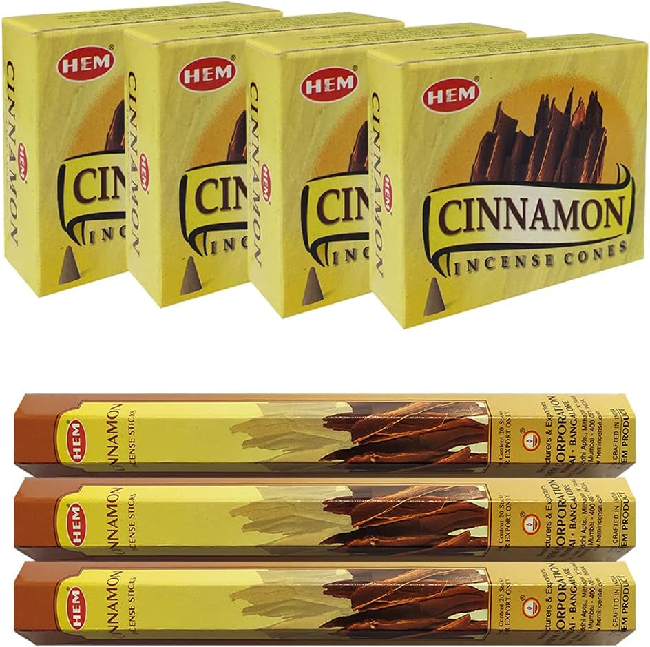 Cinnamon Incense Sticks and Cone Incense Holder Variety Pack Bundle Insence Insense Insienso