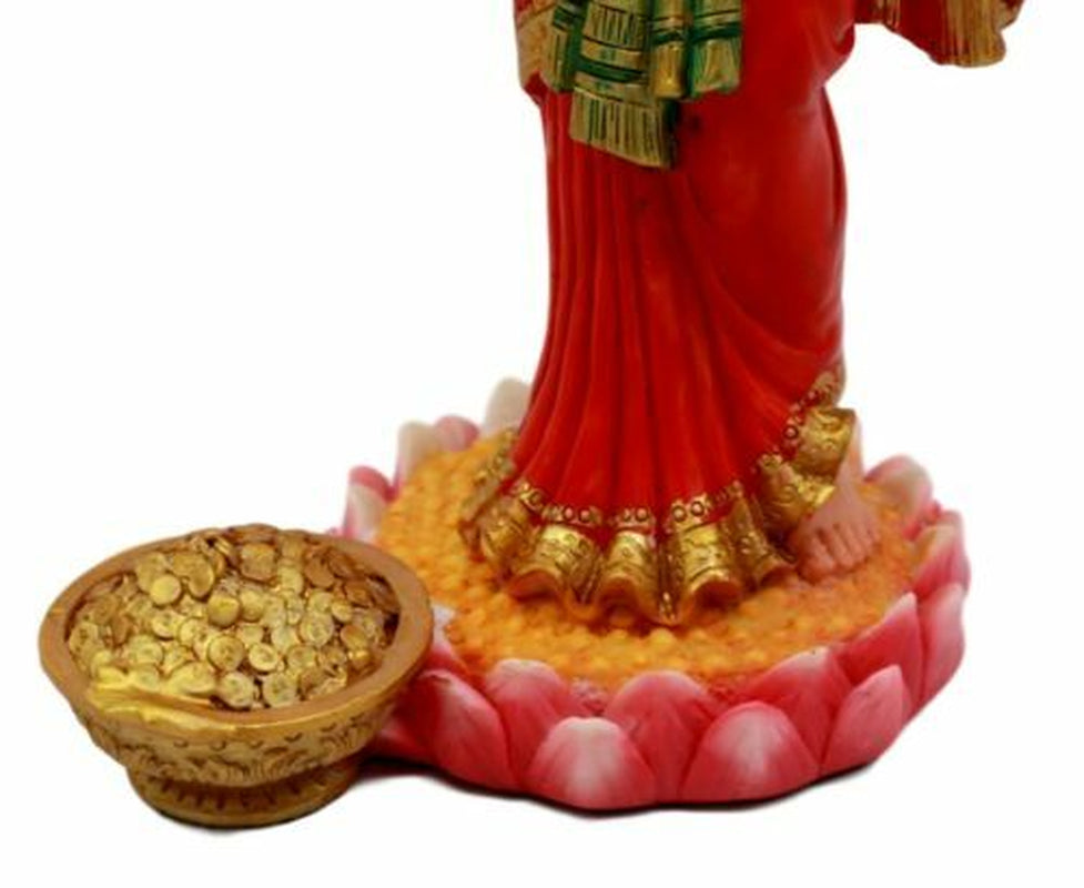 Hindu Goddess Sri Lakshmi Statue 10"H Shakti of Vishnu Goddess of Prosperity