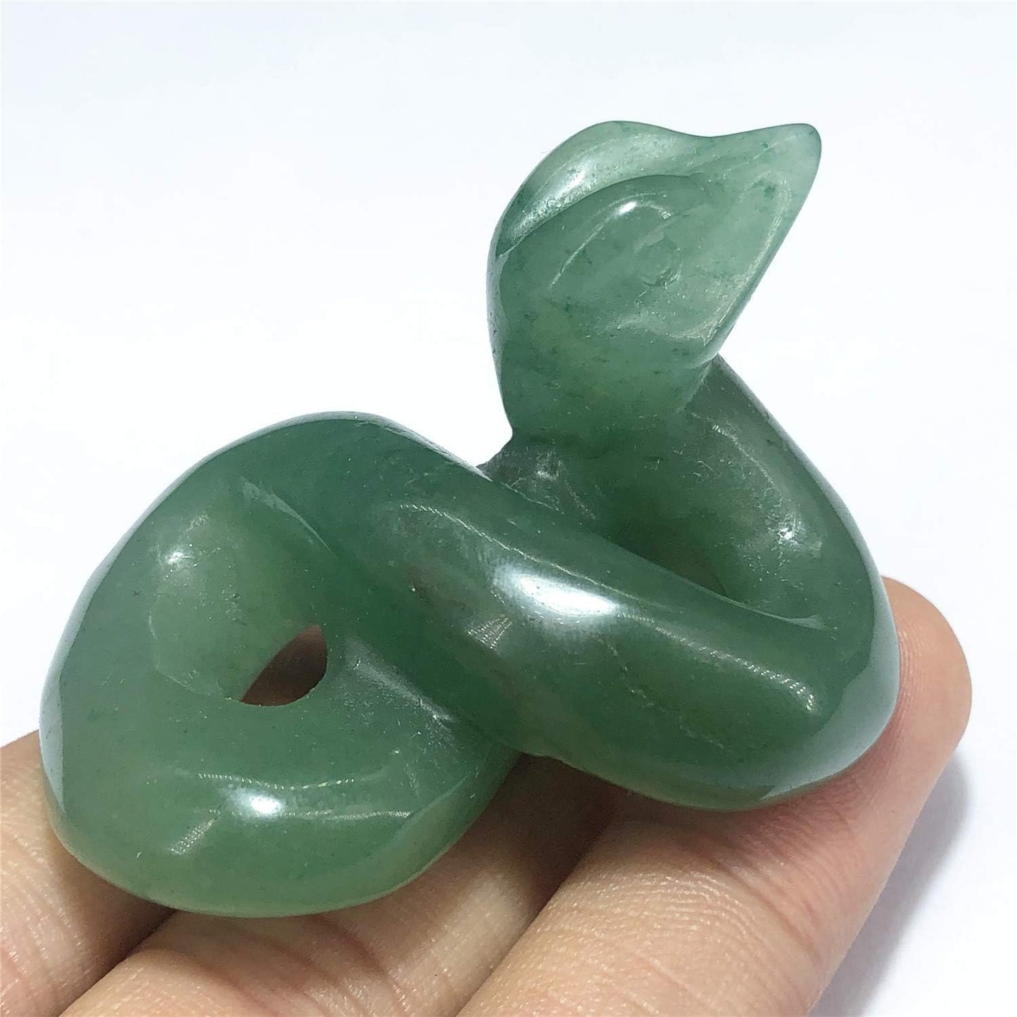 2" Natural Snake Figurine, Hand Carved Healing Crystal Animal Statue Sculpture Home Decoration Aventurine Snake AL-AS