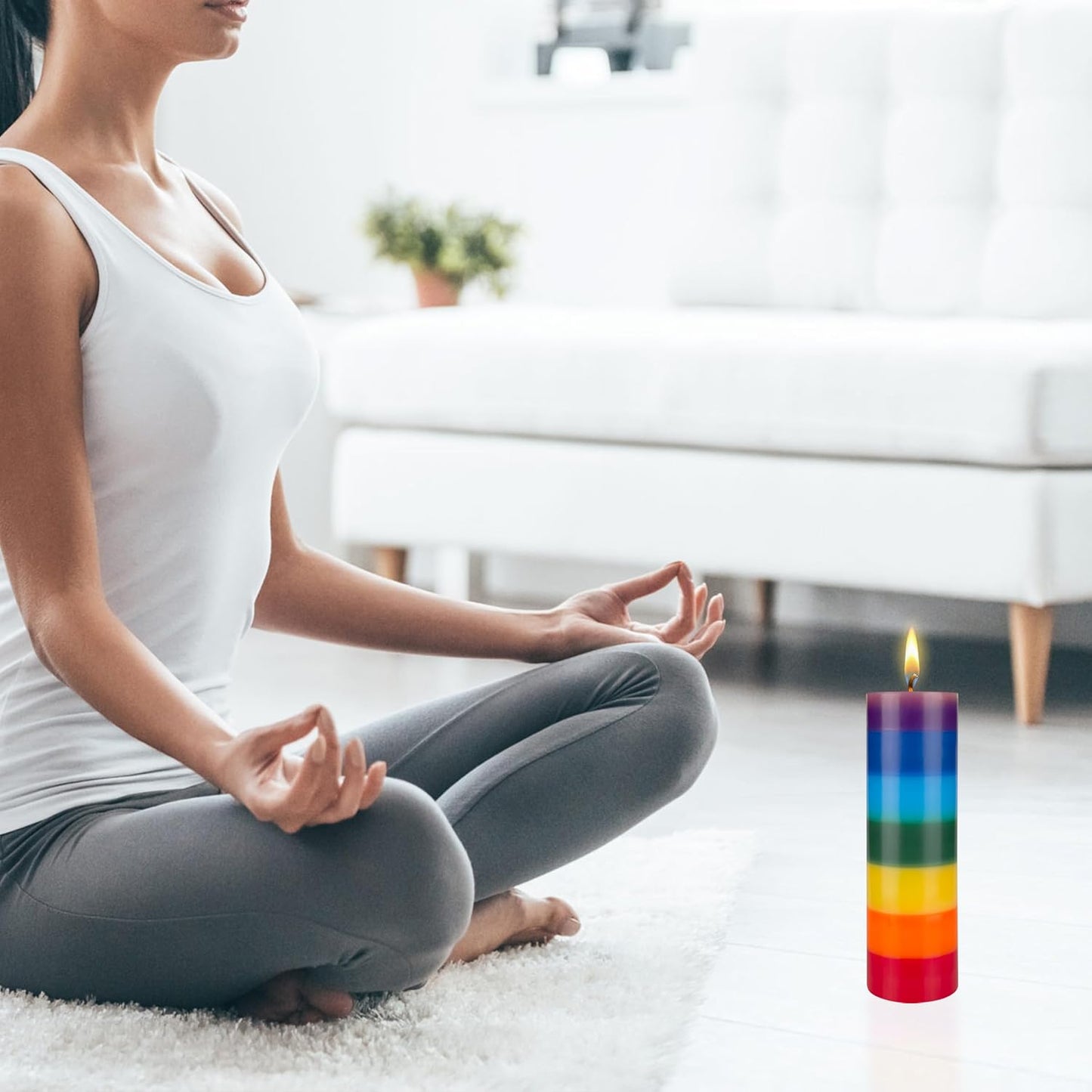 3 Pcs Unscented Multi Color Solid Pillar Chakra Candles, Hand Poured Premium Wax Candle 3 Inch X 9 Inch, 100% Cotton Wick, Positive Energy, Healing, Meditation, Relaxation, Reiki, Yoga