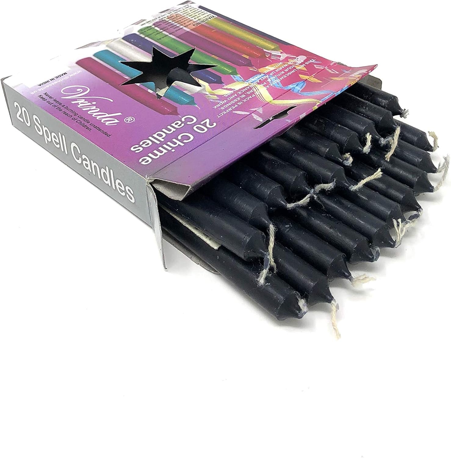 ® Set of 20-4" Mini Chime Ritual Spell Unscented Taper Candles – Ideal for Chime/Altar/Spell Work (Black)