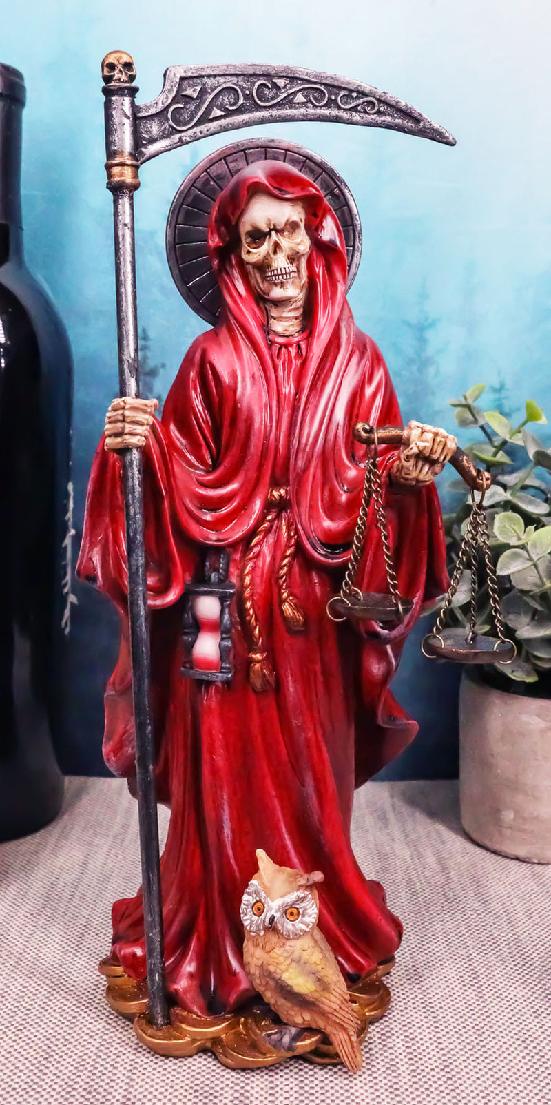 Ebros Red Robe Holy Death Santa Muerte Day of the Dead Figurine Symbol of Love