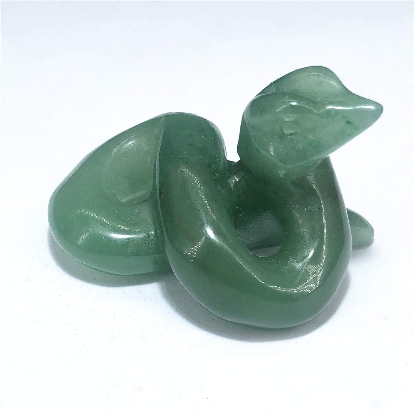 2" Natural Snake Figurine, Hand Carved Healing Crystal Animal Statue Sculpture Home Decoration Aventurine Snake AL-AS
