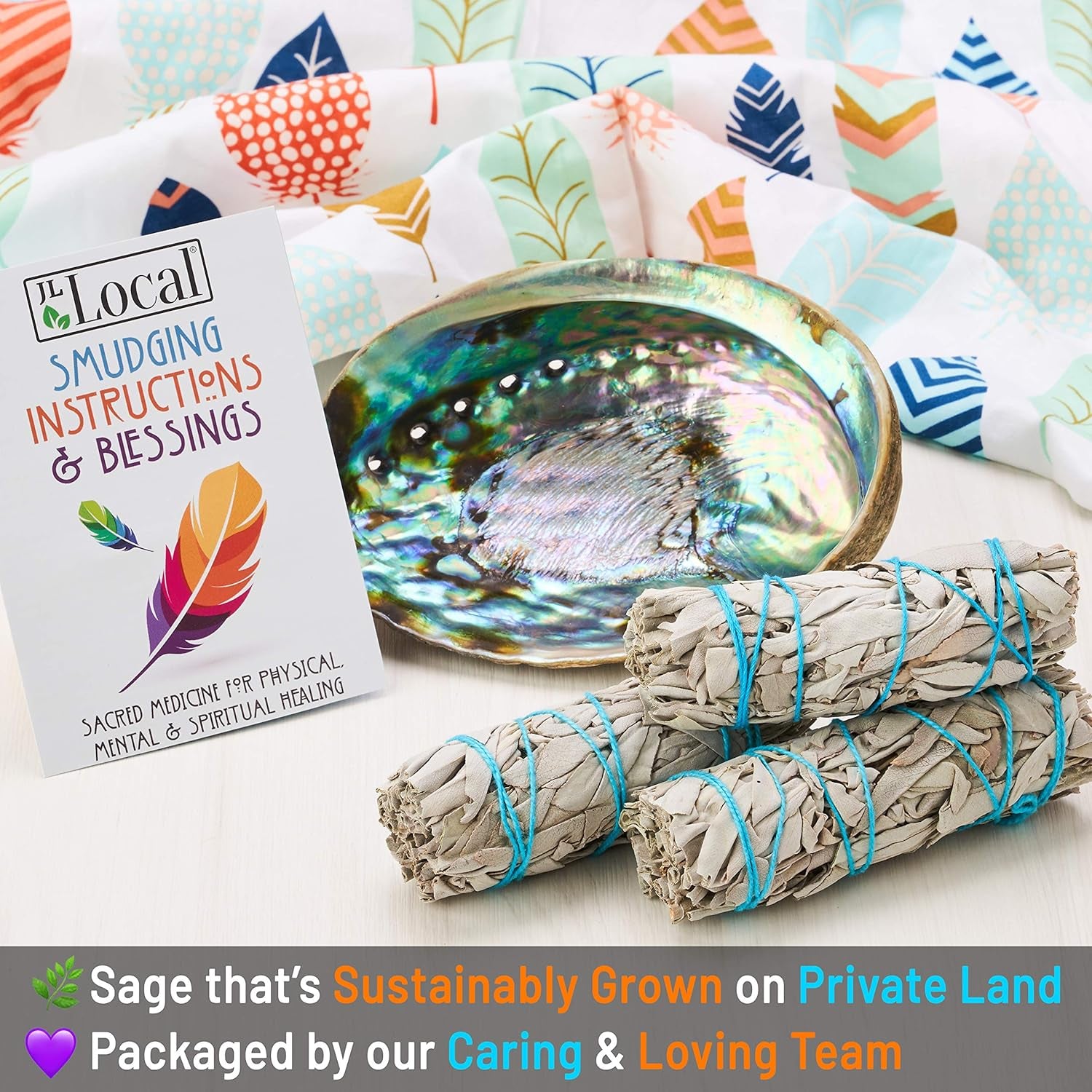 3 White Sage Smudge Kit | Sage Incense Kit for Cleansing | Abalone Shell & Instructions Included | Smudging Kit with White Sage Smudge Sticks (Standard)