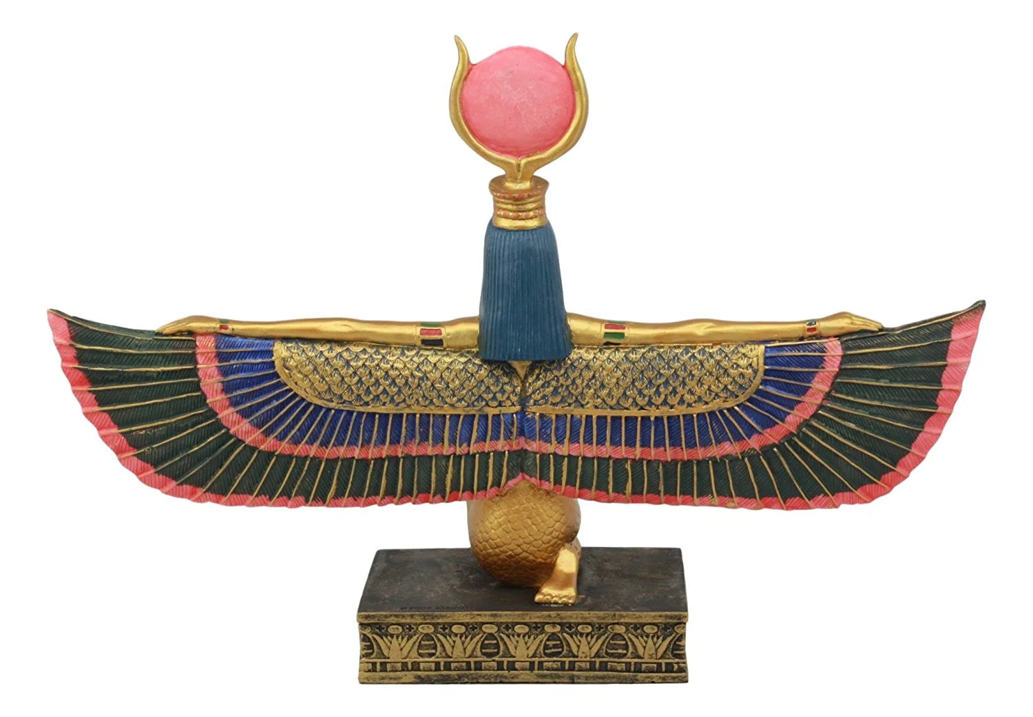 Ebros Egyptian Goddess Kneeling Isis with Open Wings Statue 12.75" Long Deity of Motherhood and Home Figurine