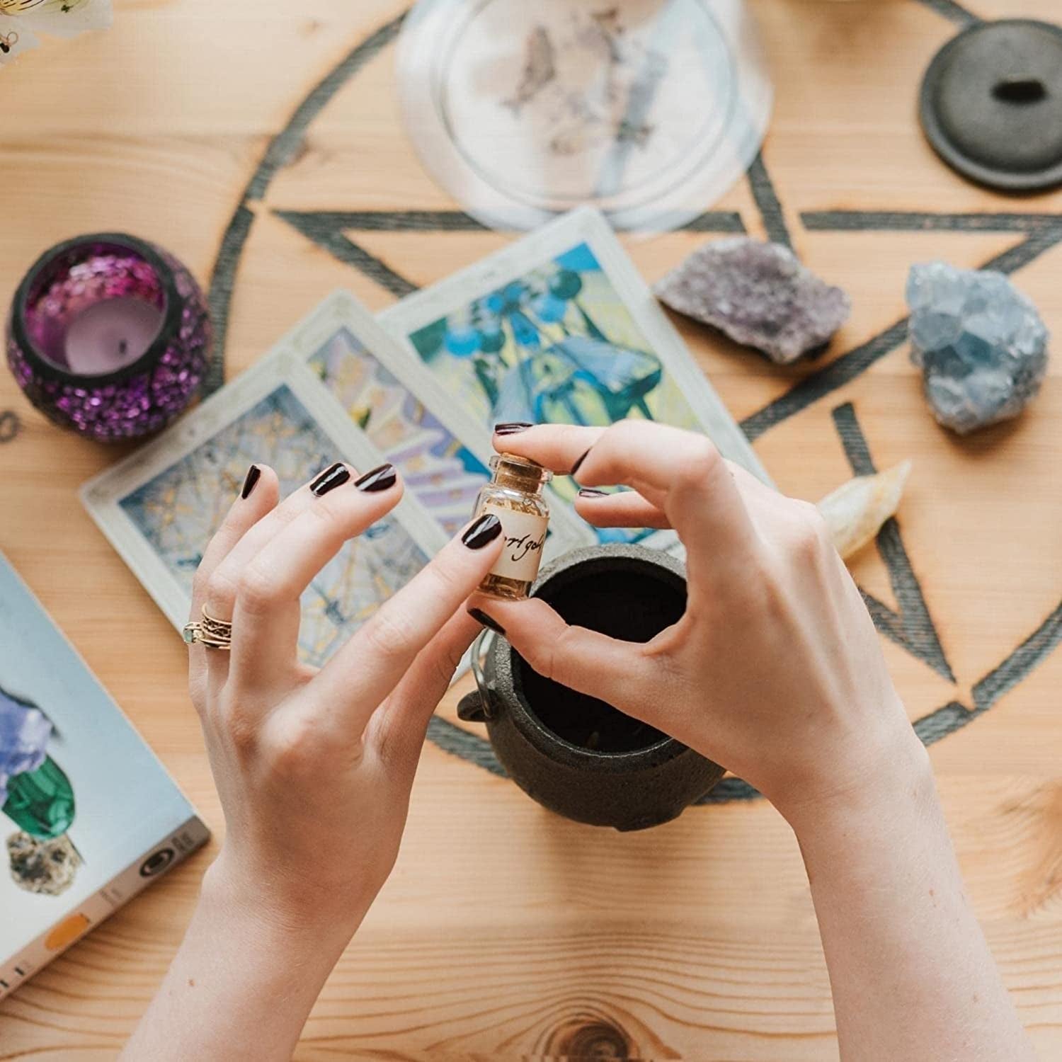 Holy Santo Organic Dried Herbs for Witchcraft Supplies Kit - 10 Witch Herbs for Spells with Crystal Spoon in Beginner Witchcraft Kit - Witchy Gifts, Wiccan Supplies and Tools