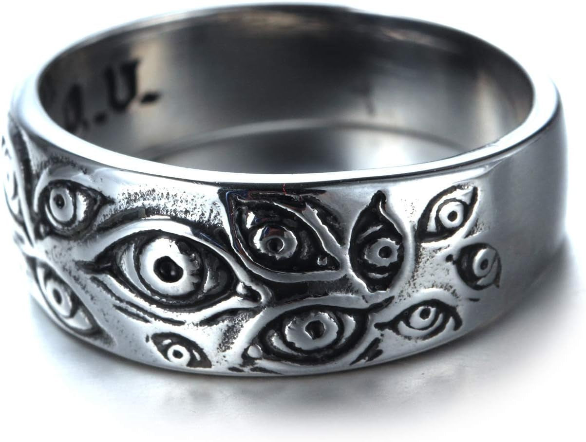 Stainless Steel Evil Eye Ring Antique Silver Black Gold Eye of God Band Vintage Cool for Men Women