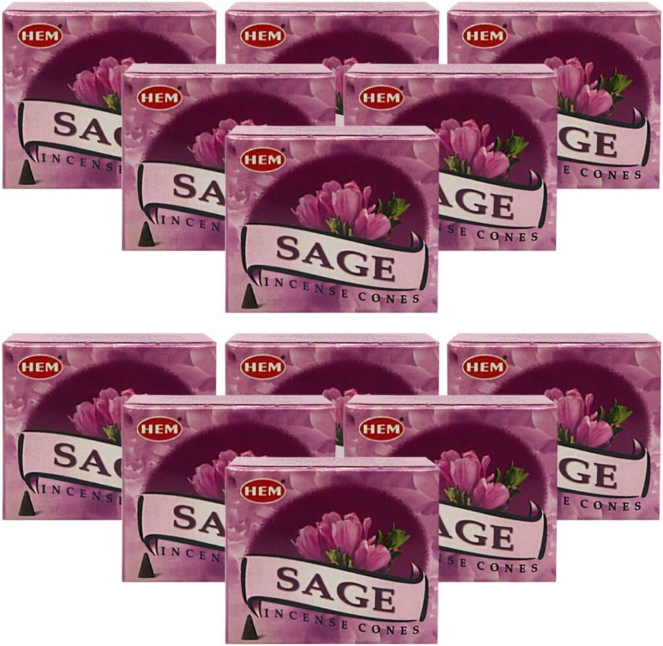 Sage Incense Cones and Cone Incense Burner Bundle Insence Insense Hem Incense