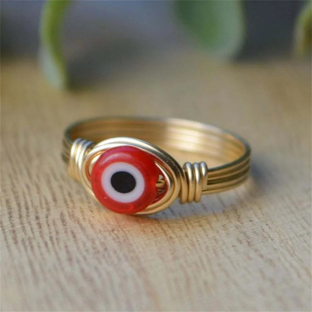 Evil Devil'S Eye Ring Handmade Copper Wire Ring for Women Egirl Unusual Rings 2021 Trend Goth Punk Vintage Fashion Lucky Jewelry