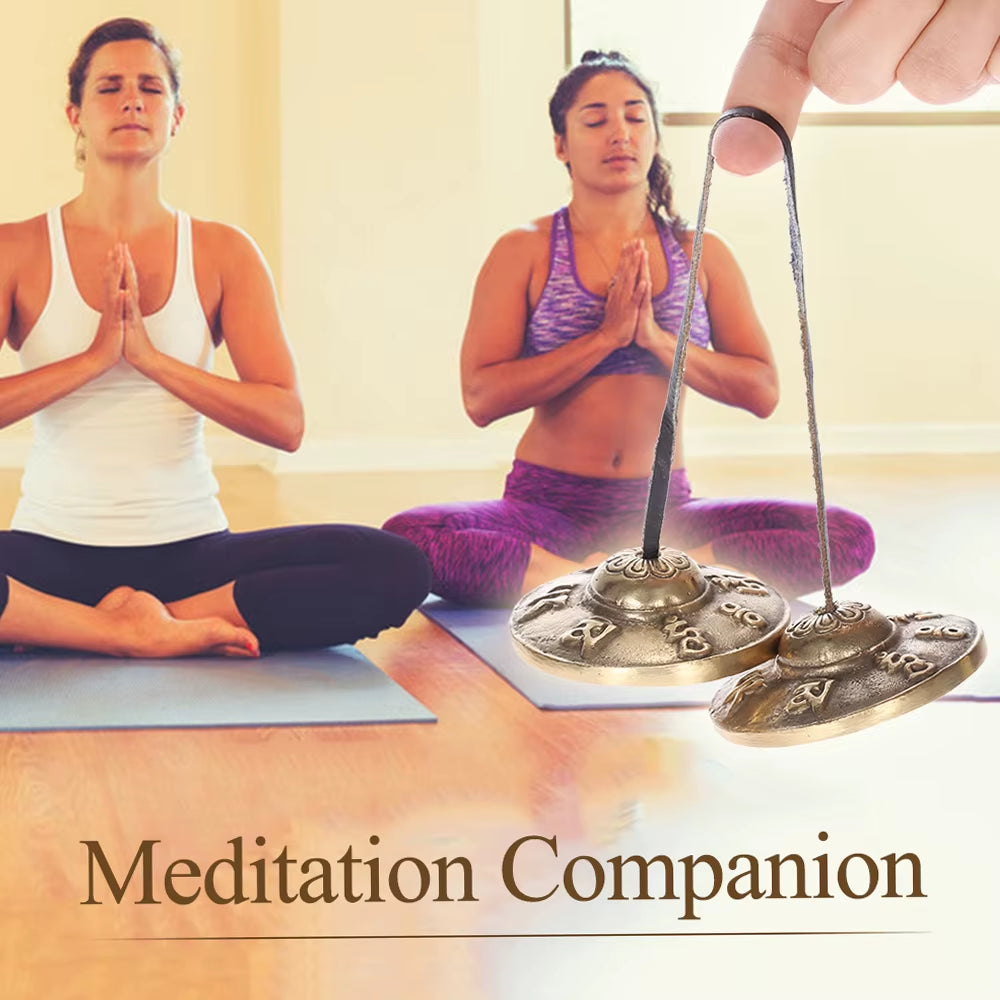 2.6In/6.5Cm Handcrafted Tibetan Meditation Tingsha Cymbal Bell with Buddhist Lucky Symbols